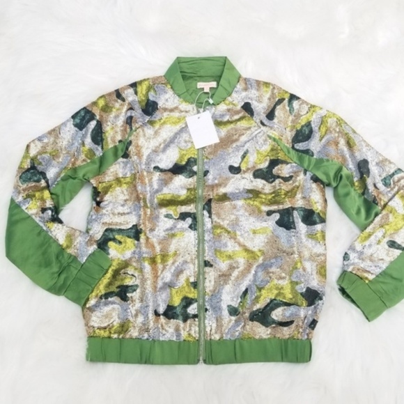JANE Sequin Camo Jacket - Green - Picture 3 of 5